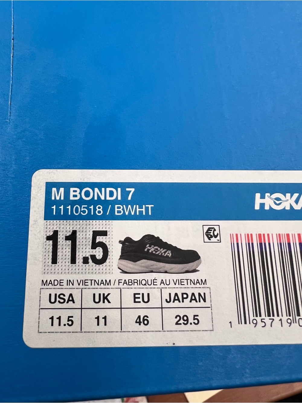 Hoka Bondi 7 Men’s Black and White Athletic Running Shoes size 11.5 - Picture 6 of 7